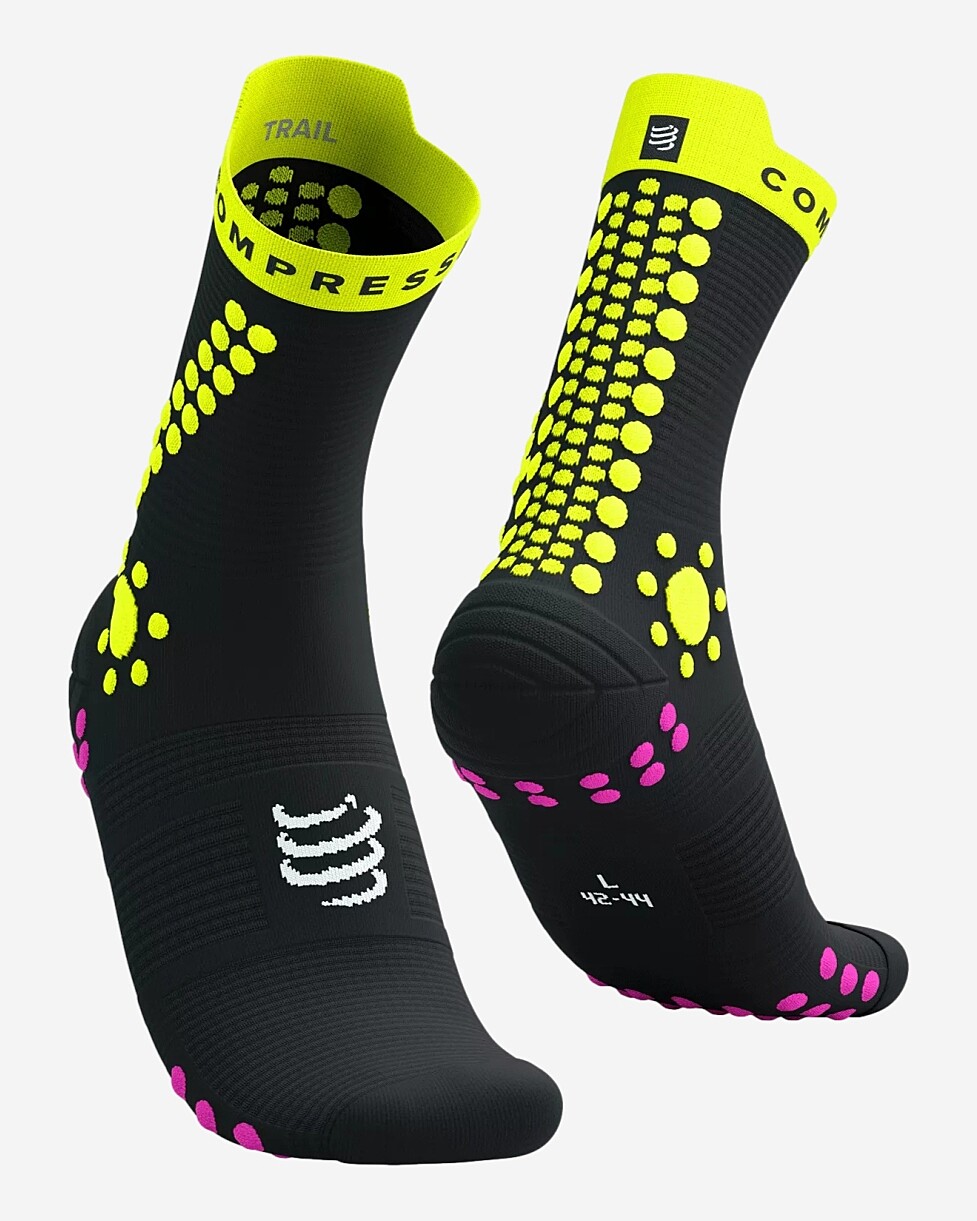 MEIAS COMPRESSPORT PRO RACING V4.0 TRAIL - PR/AMARELO