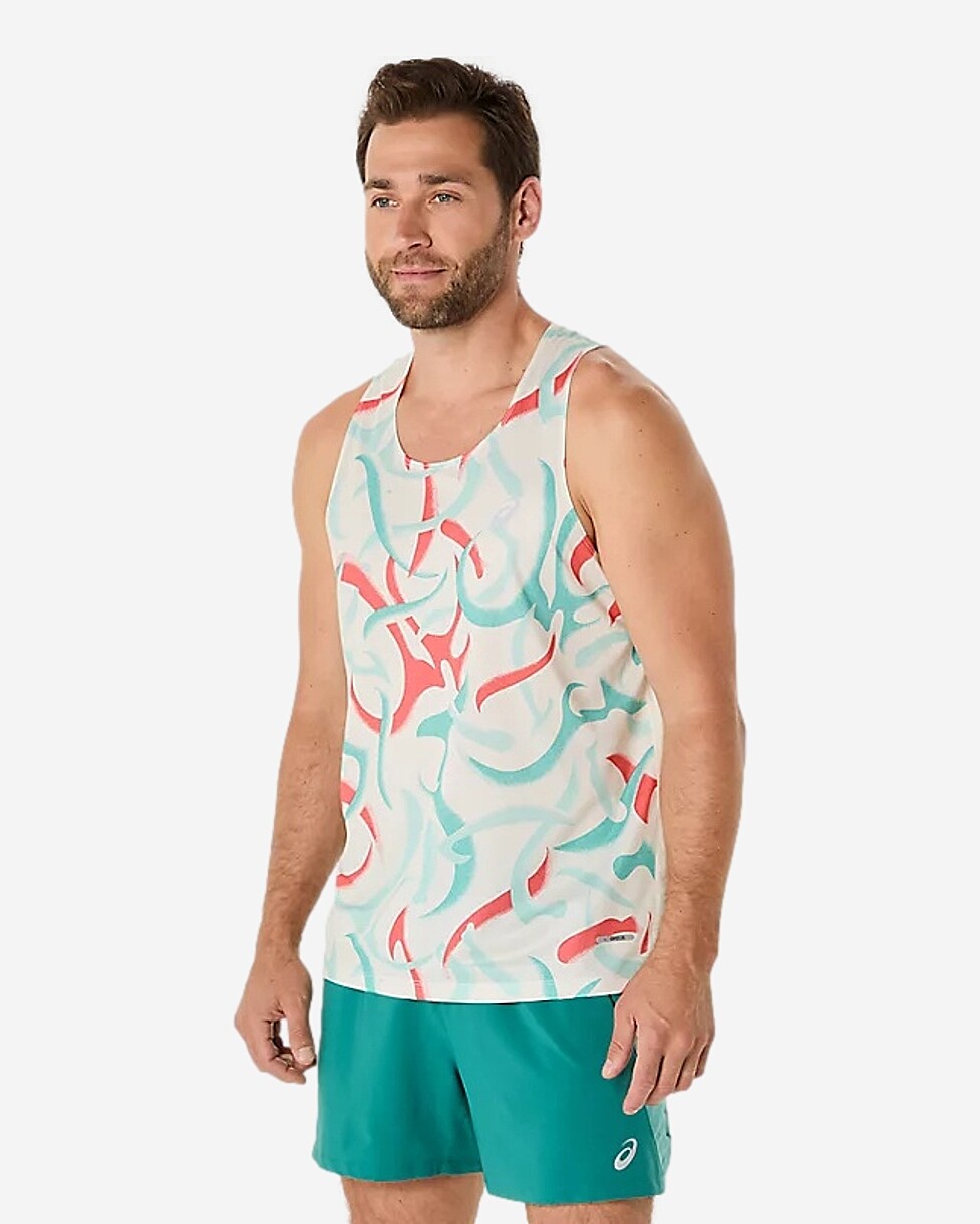 T-SHIRT ASICS ROAD ALL OVER PTINT SINGLET 