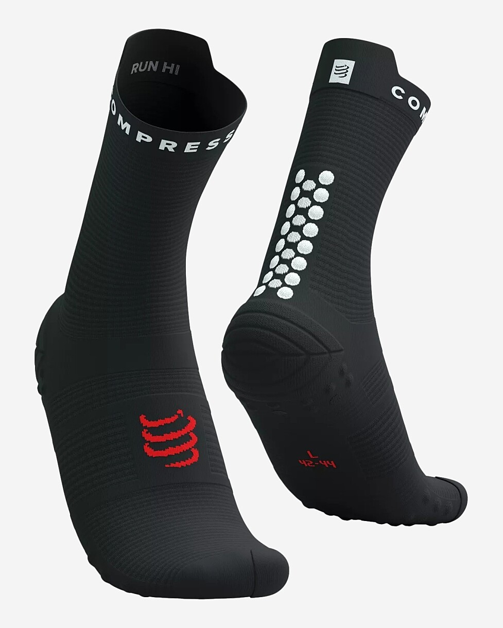 MEIAS COMPRESSPORT PRO RACING V 4.0 RUN HIGH - PR/BRANCO