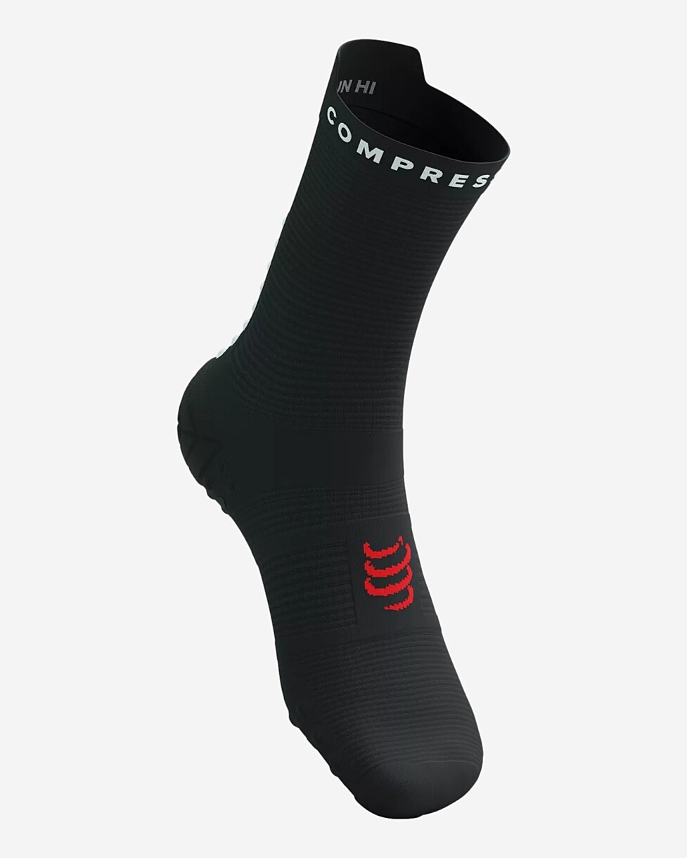 MEIAS COMPRESSPORT PRO RACING V 4.0 RUN HIGH - PR/BRANCO