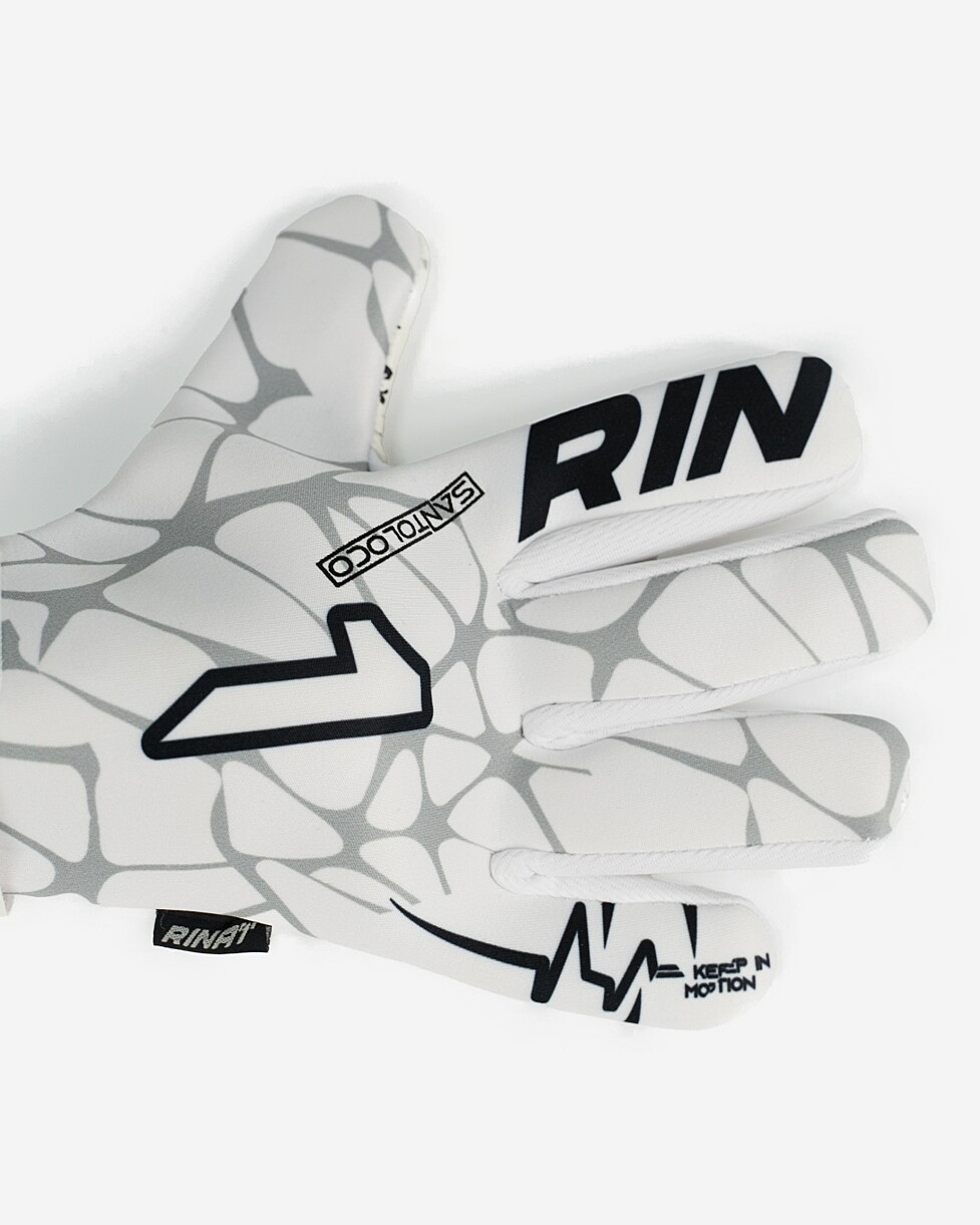 Luva com dorso em têxtil elástico e respirável para um toque leve e confortável. A palma em latéx garante-te...  LUVA RINAT SANTOLOCO - BRANCO