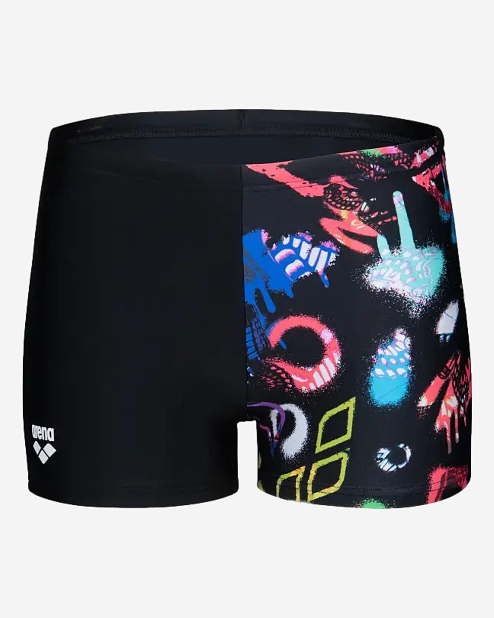 Os calções de banho Graffiti Swim Shorts são extremamente elásticos e elegantes, adaptando-se a ti como uma...  FATO BANHO ARENA GRAFFITI SHORT JR - PRETO