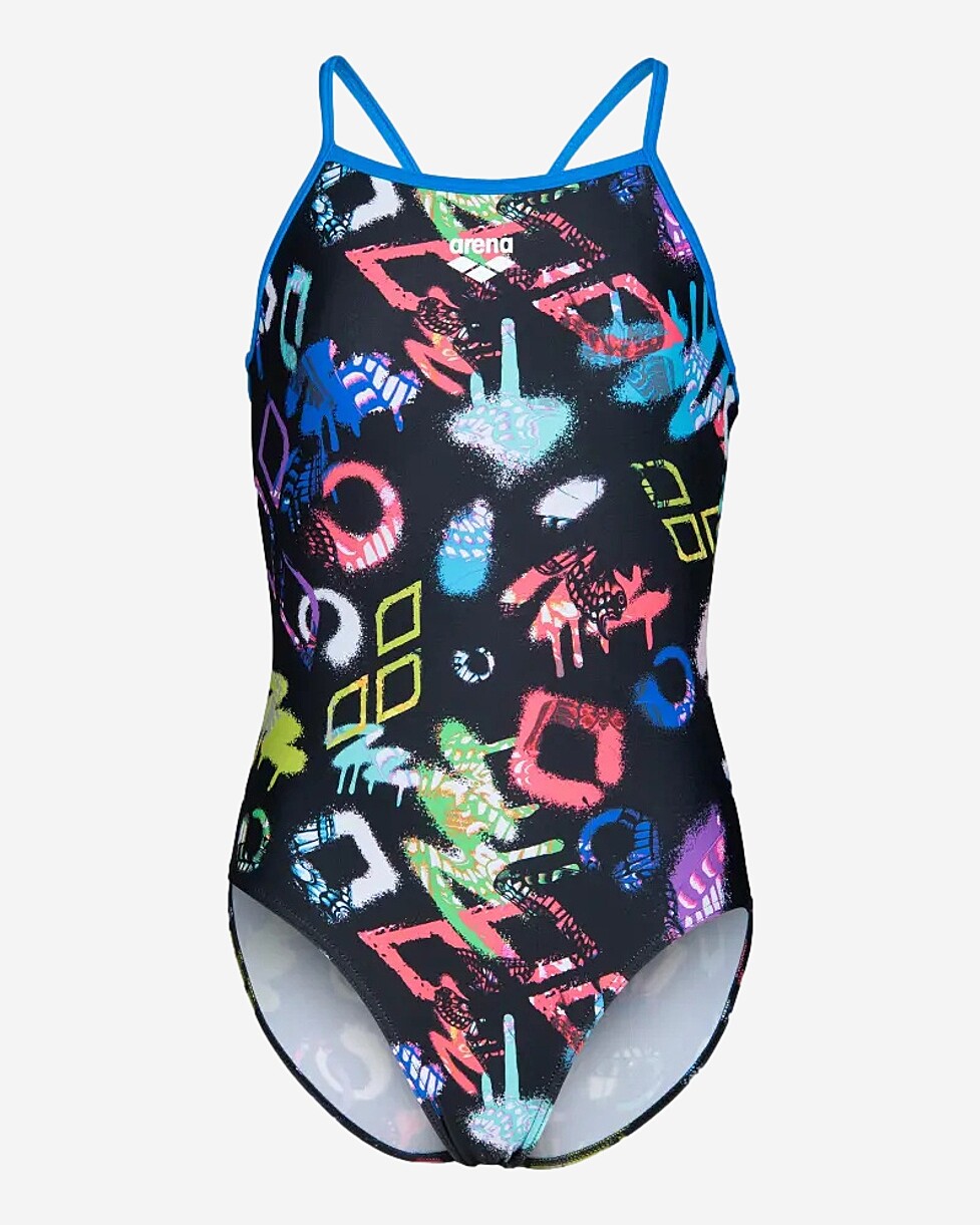 Se procuras um fato de banho moderno e com elasticidade superior, o arena Graffiti Light Drop Back é ideal...  FATO DE BANHO ARENA GRAFFITI SWIMSUIT LIGHT JR - PRETO