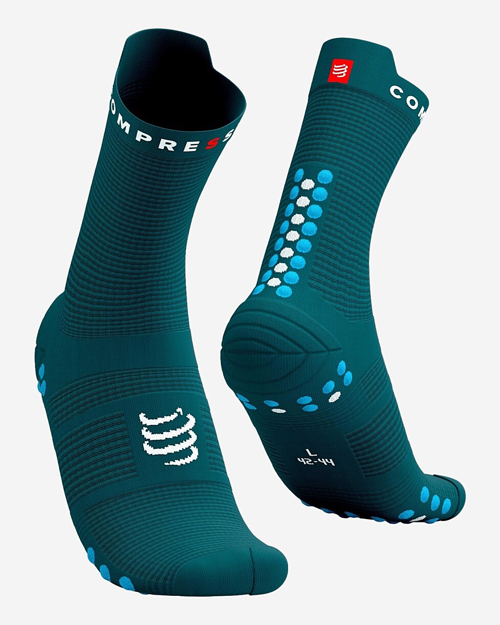 MEIAS COMPRESSPORT PRO RACING V 4.0 RUN HIGH - AZUL CLARO