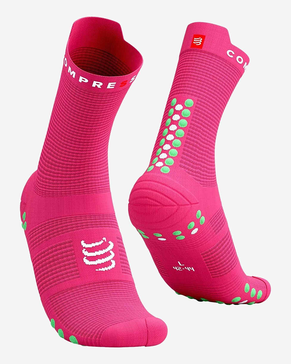 MEIAS COMPRESSPORT PRO RACING V 4.0 RUN HIGH - ROSA CLARO