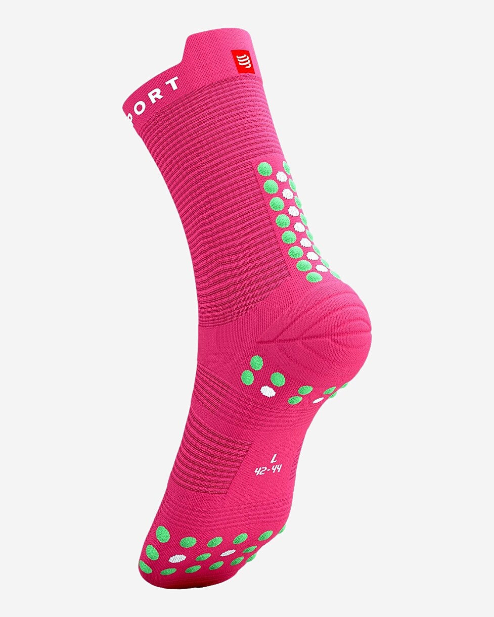 MEIAS COMPRESSPORT PRO RACING V 4.0 RUN HIGH - ROSA CLARO