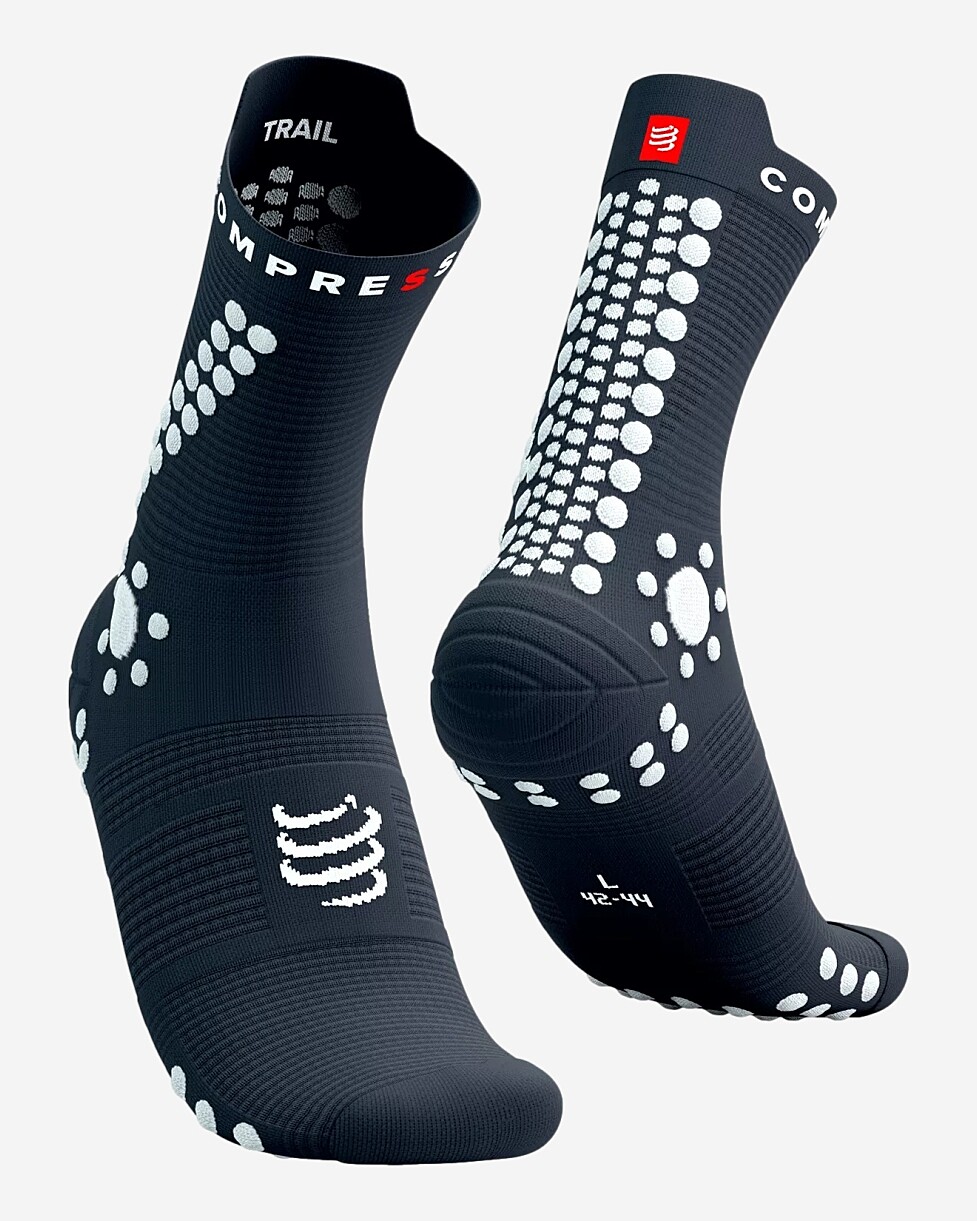 MEIAS COMPRESSPORT PRO RACING V4.0 TRAIL - CINZA/BRANCO